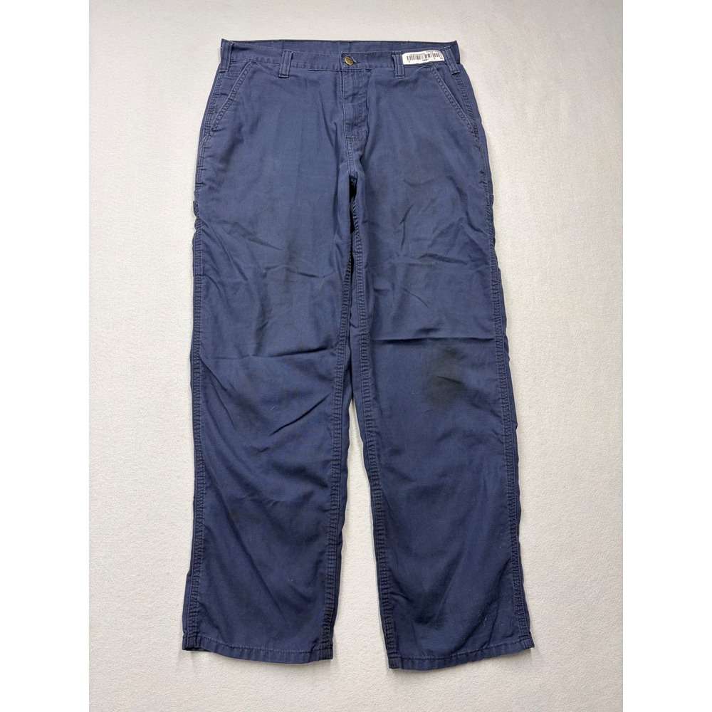 Carhartt Dungaree Fit Pants Mens 36x32 Blue Canvas Workwear Distressed Y2K